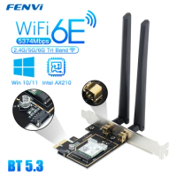 FENVI WiFi 6E Intel AX210 PCIe Wireless Network Card Adapter For Bluetooth 5.3 AX210NGW WIFI6 802.11AX 2.4G/5G/6GHz For Win10/11