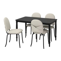 DANDERYD/EBBALYCKE 餐桌附4張餐椅, 黑色/idekulla 米色, 130 公分