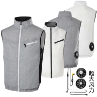 空調服 夏季降溫風扇服 製冷空調服 2個風扇衣服 防晒無袖馬甲 帶風扇工作服 風扇服馬甲 降溫三檔大風力背心