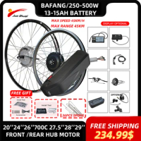 BAFANG Electric Bike kit with Battery 12Ah 15Ah ebike electric bicycle kit 20 26'' 27.5 700C Front Rear Electric Wheel Hub Motor