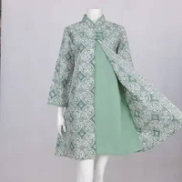 GLENCA GARUTAN 02 | TUNIK BATIK WANITA MODERN - LANGITJUA BATIK SOLO L Sage kawung