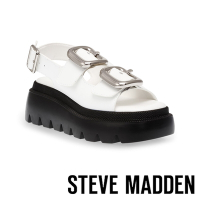 STEVE MADDEN-TRANSPORTER 扣寬帶厚底休閒涼鞋-白色