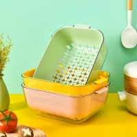 瀝水籃 透明雙層家用廚房洗菜盆洗菜籃冰箱水果保鮮瀝水籃