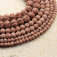 Natural Mala Rudraksha Beads 108PCS 6 8 10 12 mm Prayer Buddhist for Bracelet Necklace Meditation Practice DIY Jewelry Making