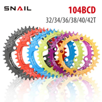 SNAIL Chainring 104BCD Road MTB Mountain Bike Single Round Narrow Wide Chain Ring Chainwheel 32T 34T 36T 38T 40T 42T