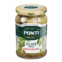 【PONTI】義大利 去籽綠橄欖 290g(沙拉 義大利麵 披薩)