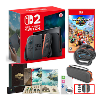 Nintendo 任天堂 Switch 2 主機 (NS2台灣公司貨)+NS2 瑪利歐賽車世界+薩爾達王國之淚限定版+方向盤+包貼+矽膠套【預購】