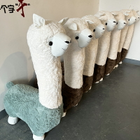 羊駝公仔凳子超大動物坐凳網紅換鞋凳兒童矮凳可愛卡通創意沙發凳