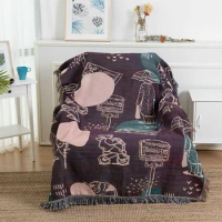 Recliner Knitted Bed Blanket with Tassel Office Divan Towel Plaid Lounge Chair Cover Wall Tapestry Home Decor
