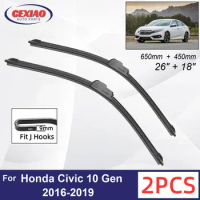 Car Wiper For Honda Civic 10 Gen FC FC1 FC2 FC5 2016-2019 Front Wiper Blades Soft Rubber Windscreen Wipers Auto Windshield