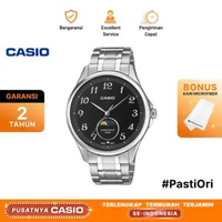 Jam Tangan Pria Casio General MTP-M110D-1AVDF Men Moon Phase Black Dial Stainless Steel Band