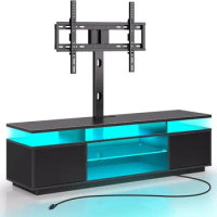 Rolanstar TV Stand with Mount and Power Outlet 51.2", Swivel TV Stand Mount for 32/45/55/60/65/70 inch TVs