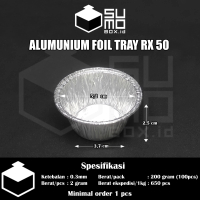 [1 PAK ISI 100 PCS] Alumunium foil cup RX 50 tanpa tutup / cup kecil mini / cake muffin egg tart 50m