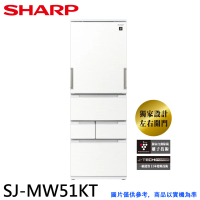 SHARP 夏普 504L 自動除菌離子左右開任意門變頻冰箱-典雅白(SJ-MW51KT-W)