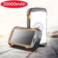 20000mAh Solar Power Bank Fast Qi Wireless Charger for iPhone 13 Huawei Xiaomi PD 18W Fast Charging Powerbank with Camping Light
