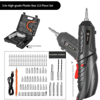 Hand Drill Electric Screwdriver Small Tool 3.6V Portable USB Charging with LED Light Cordless Lithium Battery Utility Drill Set