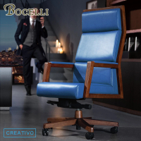 【BOCELLI】CREATIVO創意風尚高背辦公椅義大利牛皮深藍(牛皮辦公椅)