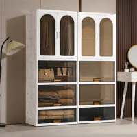 ECHOME Plastic Storage Cabinet Floor Mounted Wardrobe Double Door Design Without Installation Opposite Door Closet Organizer