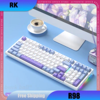 RK R98 Mechanical Gamer Keyboard 3 Mode 2.4G Bluetooth Wireless Keyboard 98keys Hotswap Gesket RGB Keycaps PBT Gaming Keyboard