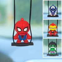 Disney Marvel Movie Anime Figure Hulk Iron Man Spider-man Decor Auto Rearview Mirror Pendant Ornaments Car Interior Accessories