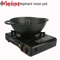 Chinese Cast Iron Trunk Pot Thickened Cast Iron Pot Chimney Portable Gas Stove Hot Pot Dual-Broth Hot Pot Restaurant Outdoor