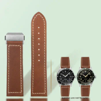 Vintage Genuine Cowhide Watch strap Suitable 22mm For Longines Pioneer Series L3.812.4 Male Watchband Folding Wrist Strap
