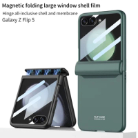 GKK Original Case For Samsung Galaxy Z Flip 5 Case Shockproof Magnetic Hinge Back Glass Film Matte Hard Cover For Galaxy Z Flip5
