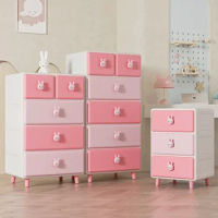 ECHOME Pink Cute Drawer Storage Box Large Capacity Layered Classification Children's Toy Organizer Plastic Snack Storage Cabinet