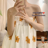 全新 可愛小熊浴巾女 性感浴裙 夏天浴袍吸水可穿可裹ins浴裙裹胸魔術貼洗澡裹巾 美容衣