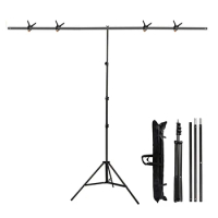 Mehofond T-shaped Tripod Stand Photography Background Adjustable 1.5x2m Support Photo Studio for Muslin Polyester Backdrop Props
