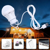 Portable USB LED Lamp Bulb Mini Camping Lantern 5V Hanging Tent Fishing Night Light Book Reading Powerbank Birght Table Lamp 50
