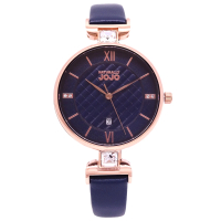 【NATURALLY JOJO】NATURALLY JOJO 都會LADY風格優質皮革腕錶-藍色-JO96972-55R