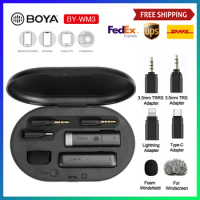 BOYA BY-WM3D WM3 Plug&amp;Play Microphone for iPhone Mini 2.4G Wireles Microphone with Lightning TRS TRRS Port Charging Case