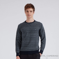 【ROBERTA 諾貝達】男裝 進口素材 傳統圖案優雅的針織純羊毛衣(藍)