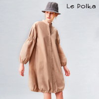 【Le Polka】造型抽皺棉質洋裝-女