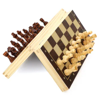 Wooden Folding Big Chess Set Classical Chess Pieces Magnetic Chess Set Family Board Games Professional Checkerboard Decor Gifts