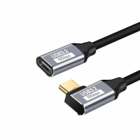 【魔宙】USB3.2 100W Type-C公轉C母 PD快充編織延長線 彎頭 3M