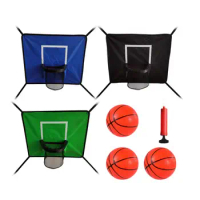 1 Set Basketball Hoop For Trampoline With 3 Mini Balls And Pump Kids Sport Game Trampoline Basketball Rack Soft Breakaway Rim