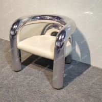 Creative Nordic Design Artistic Chair Special-Shaped Frp Elbow Armchair Resin Electroplating Single Leisure Chair