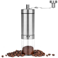 1 Piece Manual Coffee Grinder, Silver Hand Coffee Grinder Manual With Foldable Handle, Adjustable Coffee Bean Grinder