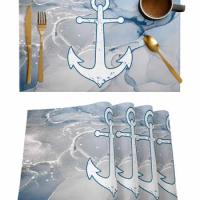 4/6 Pcs Vintage Abstract Marble Anchor Placemat Kitchen Placemat Home Decoration Dining Table Mats Coffee Coaster Mat