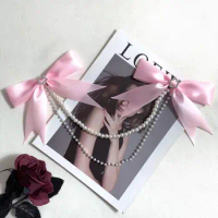Itabag Decorative Chain，handmade Pearl bow Bag Accessories, Lobster Buckle Multi-layer Metal Chain,Lolita Handbag ornament