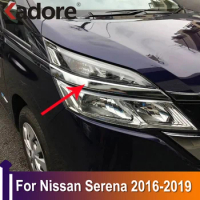Headlight Eyebrow Strips For Nissan Serena 2016 2017 2018 2019 Chrome Front Head Light Lamp Cover Trim Car Styling Accessories