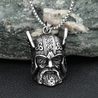 Classic Vintage Black Viking Warrior Bell Pendant For Men Stainless Steel Punk Ancient Warrior Helmet Necklace Amulet Jewelry