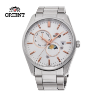 ORIENT 東方錶 SUN&amp;MOON系列 日月相錶 鋼帶款 白面 RA-AK0306S - 41.5 mm