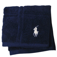 RALPH LAUREN POLO 經典暗紋品牌小馬LOGO圖騰刺繡小方巾(深藍系/26.5CM)