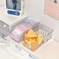 5PC Desktop Storage Box Acrylic Drawer Divided Small Storage Basket Dormitory Stationery Classified Office Home Organization