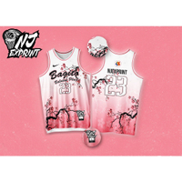 2023 newWhite-pink Flower Basketball Jersey Design Free Customized Name and Number Full Sublimation 
