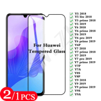 2-1Pcs 9H tempered glass for Huawei Y6 2019 Y6P Y7 pro Y7P Y7A Y8P Y8S Y9 prime Y9S Y9A Y5 lite 2018 phone screen protector Film