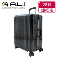 【日本A.L.I】28吋 一扳即停煞車輪 行李箱 / 鋁框箱 (鏡面黑 KS-1001A)